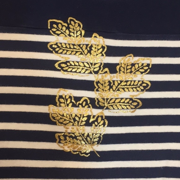 KIM ROGERS XL Navy White  Pit to Pit 22 1/4"  Cotton 3/4 length sleeves  Preworn - Picture 4 of 13